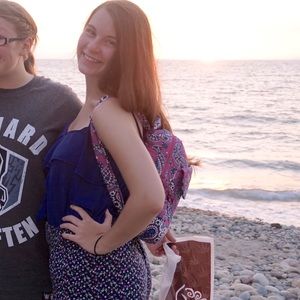 Blue Frills Spaghetti-Strap Top